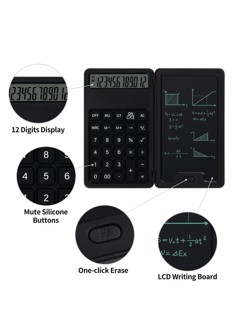 Desk Portable Basic Calculator with Notepad and Stylus, 12 Digit Large Display Multi-Function for Office, School, Home  Basic Financial (Black) - Image 3